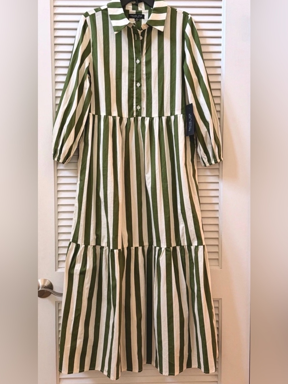 Rachel Zoe cotton green-striped dress